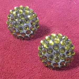 Green Rhinestone Earrings